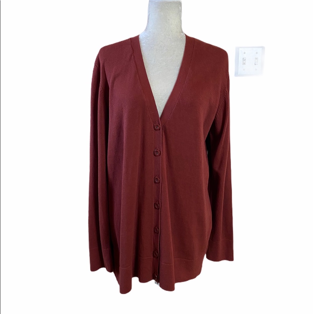 Chadwicks of Boston Burnet Orange Cotton Grandpa Cardigan Size XL